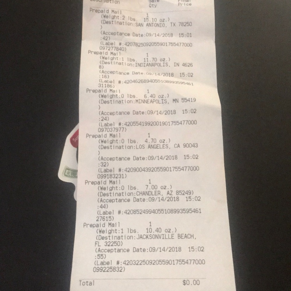 Proof of shipping!